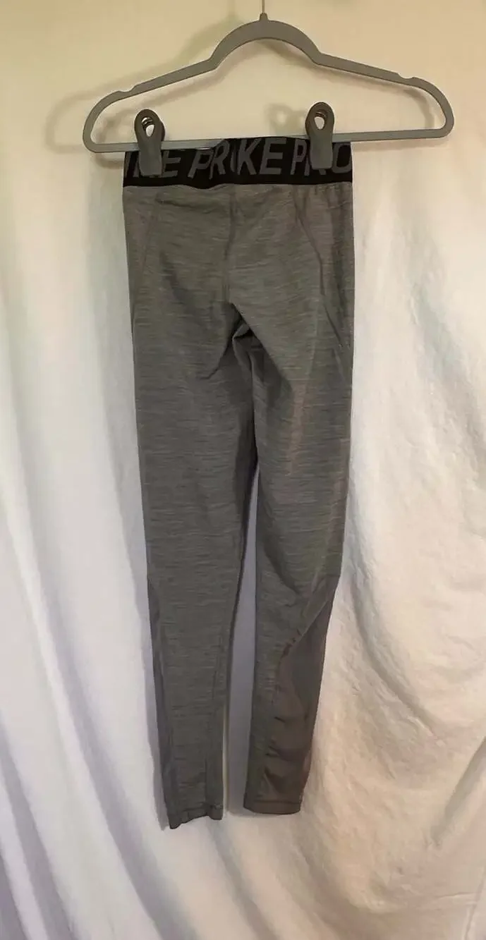 Nike Pro Dri-FIT Women's Training Leggings Gray Heather Black - Picture 2 of 3